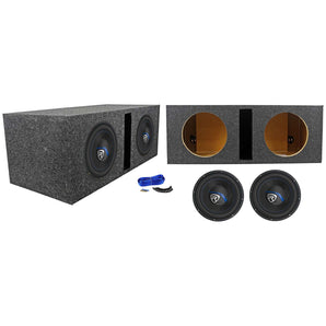 (2) Rockville K5 W10K5S4 10" 1200 Watt Car Subwoofers+Vented Sub Box Enclosure