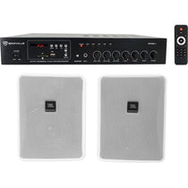 (2) JBL 5.25" White Commercial Wall Speakers + Amp