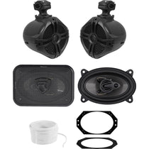 RWB70B Wakeboard Tower Speakers 2-Pack + 4x6" Dash Speakers & Wire Bundle