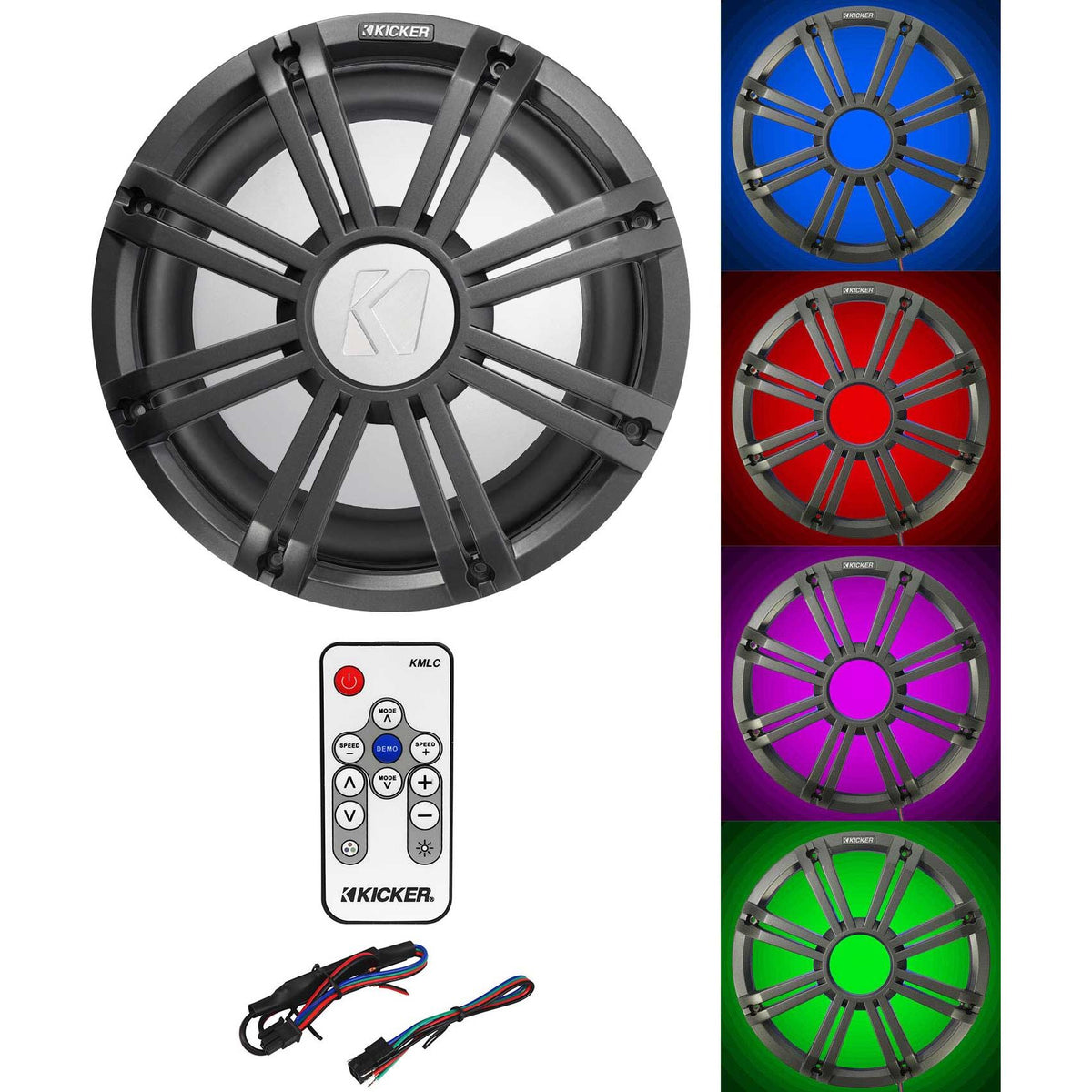 45KM104 10" Marine Subwoofer, Charcoal LED Grille & Remote Bundle
