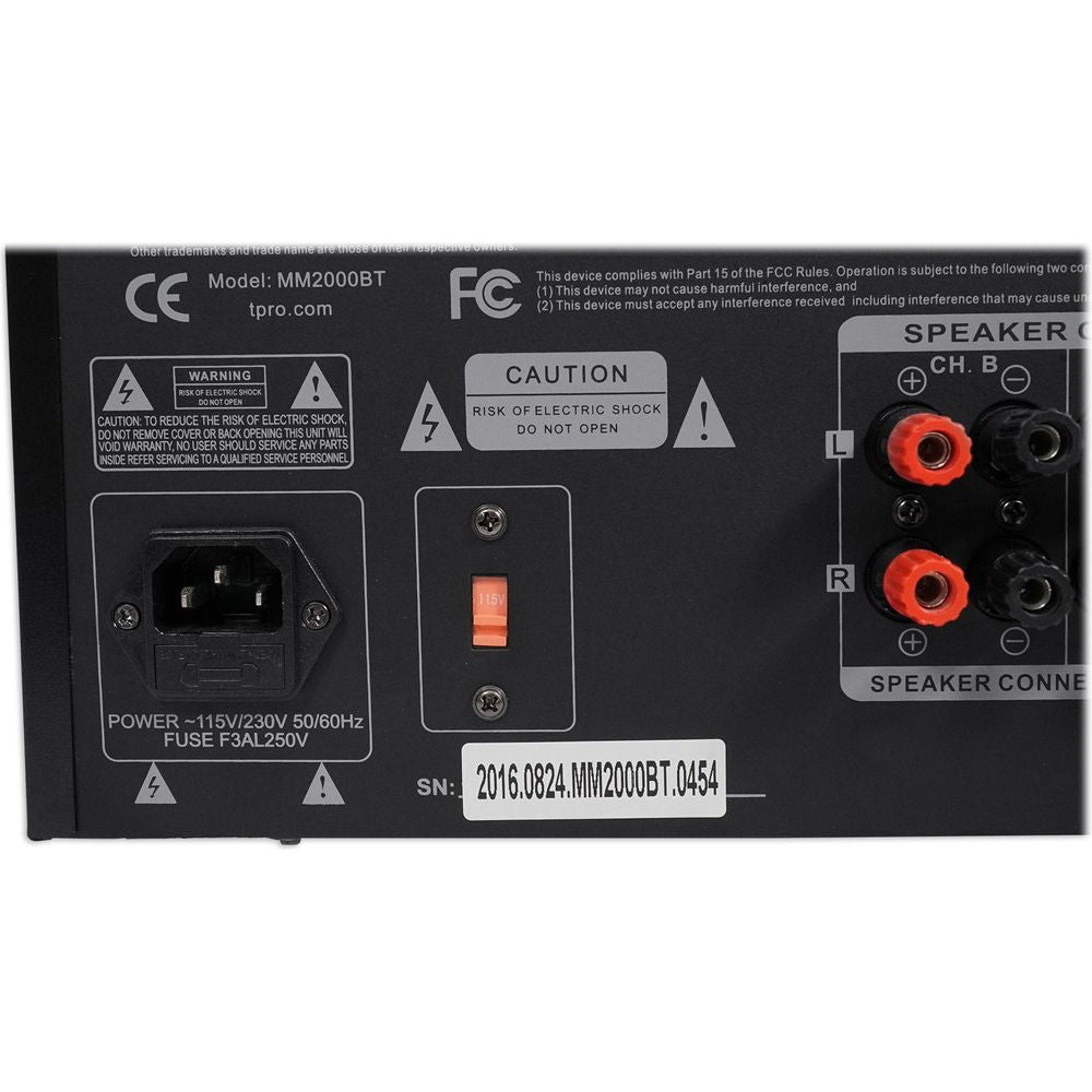 MM2000BT Bluetooth Karaoke Mixer System + (4) 6.5" Black Ceiling Speakers