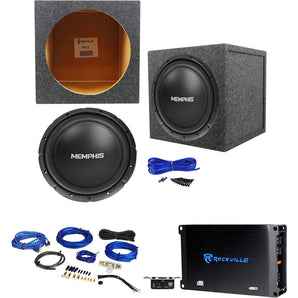 Memphis Audio SRX1244 12" 500w SRX Subwoofer+Sealed Box+Mono Amplifier+Amp Kit