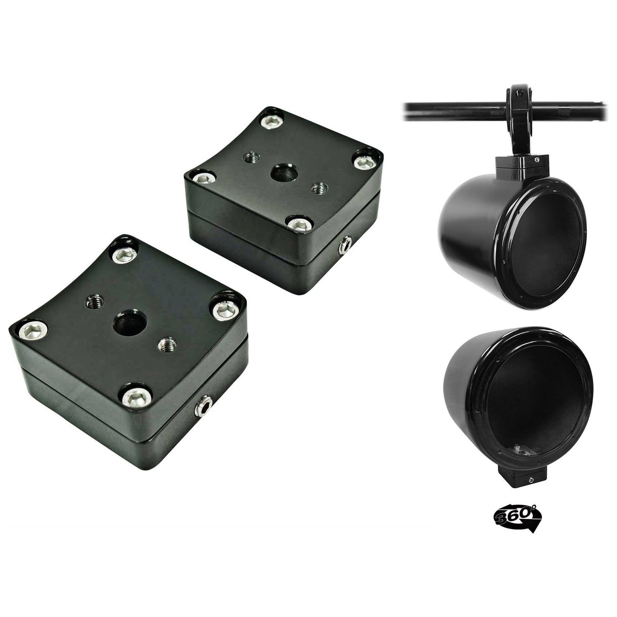 MAC65B Black 6.5" Tower Speaker Pods 2-Pack + MAC360B Surface Clamps Bundle