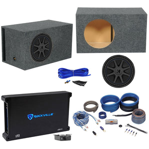 Kicker 44CVX154 15" CVX 1000w RMS Car Subwoofer+Vented Sub Box+Amplifier+Amp Kit