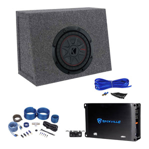 Kicker 48CWRT84 600w 8" Shallow Subwoofer Sub+Sealed Box+Mono Amplifier+Amp Kit