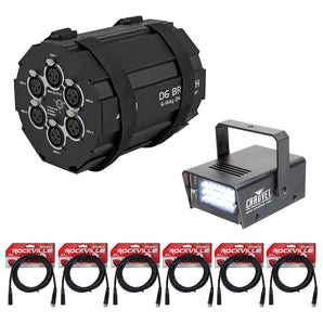American DJ D6-Branch 6-Way Splitter w/3-Pin DMX In/Out+(6) Cables+Strobe Light