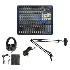 PRESONUS StudioLive SLM AR16C 16 Channel Mixer+Mackie Headphones+Mic+Boom Arm