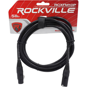 Rockville RCXFM10P-B Black 10' Female to Male REAN XLR Mic/Speaker Cable