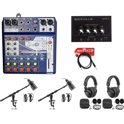 2-Person Gaming Twitch Stream Bundle with Mixer, Headphones, Mic & Boom Arm