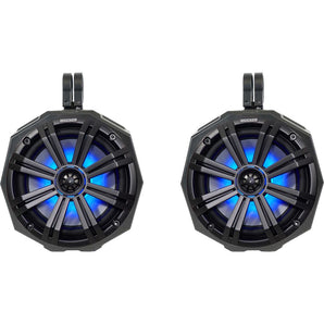 2 8" Kicker LED Speakers+SSV Works Swivel Cage Pods For 2014-Under Polaris RZR S