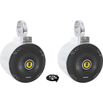 MAC525S 5.25" Chrome Wakeboard Pods 2-Pack + 360° Swivel Clamps Bundle