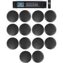 6-Zone Amplifier + (14) 6.5" 2-Way Black Ceiling Speakers For Restaurant