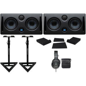 2 Presonus ERIS E66 145w Active Dual 6.5" Studio Monitors+Headphones+Stands+Pads