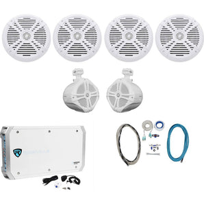 4) Rockville RMSTS80B 8" 2000w Marine Boat Speakers+2) Wakeboards+Amp+Wire Kit