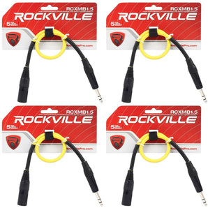 4 Rockville RCXMB1.5Y Yellow 1.5' Male REAN XLR to 1/4'' TRS Balanced Cables