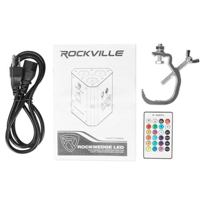 12) Rockville RockWedge White LED Battery Lights+384 Ch. Wireless DMX Controller