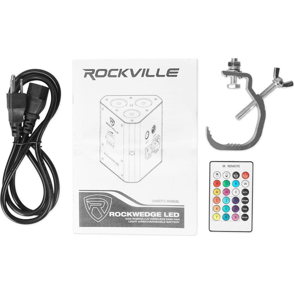 (4) RockWedge LED White Battery Lights+Wireless DMX Controller