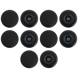 (10) Rockville CC525T Black 5.25" Commercial 70v Ceiling Speakers For Restaurant