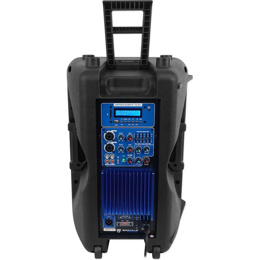 2 RPG12BT 12" Powered 800W Wireless Link DJ Speakers, Bluetooth+Totems