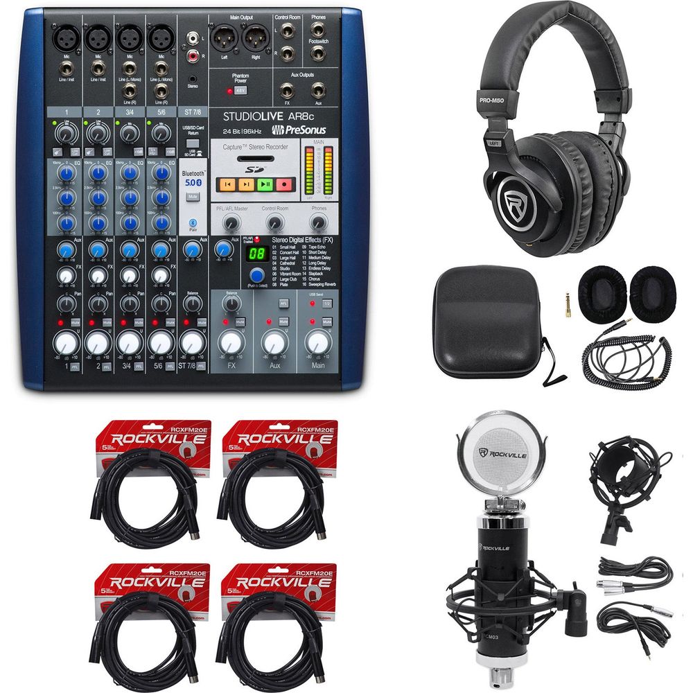 StudioLive AR8c Mixer + RCM03 Microphone + PRO-M50 Headphones