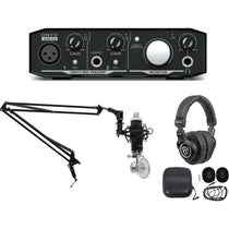 Podcast Recording Bundle with Interface, Mic, Headphones and Boom Arm