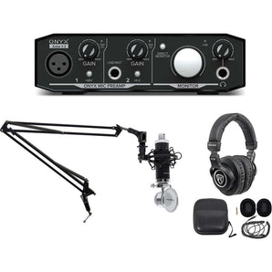 Mackie Podcast Podcasting Recording Bundle w/ Interface+Mic+Headphones+Boom