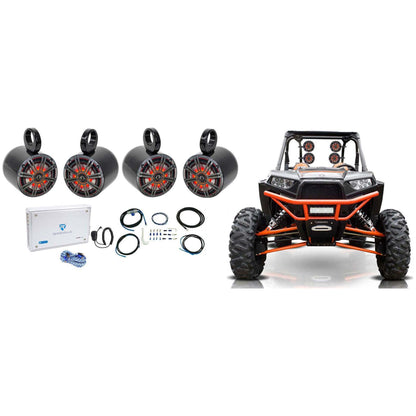 45KM654L LED Tower Speakers + Amp & Wiring Kit For RZR/ATV/UTV
