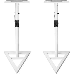 2) Rockville White Home Audio Stands w/ Adjustable Height For Bookshelf Speakers
