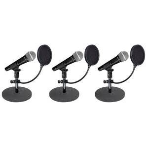 (3) Rockville Microphones+Desktop Stands+Pop Filters 4 Recording, Studio, Podcast