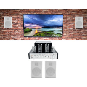 Rockville BluTube Tube Amplifier/Home Theater Receiver+4) Wall Speakers in White
