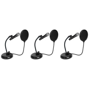 3) Rockville Microphones+Gooseneck Stands+Pop Filters 4 Recording,Studio,Podcast
