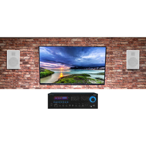 Technical Pro RX55URIBT Home Theater Bluetooth Receiver+(2) 5.25" White Speakers
