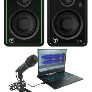 Rockville Z-Stream USB Computer Microphone Mic Bundle with Stand & (2) Mackie Studio Monitors