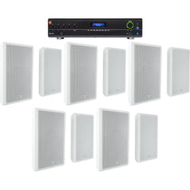 VMA1120 Amplifier + (10) RockSlim White Wall Speakers Bundle