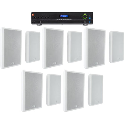 VMA1120 Amplifier + (10) RockSlim White Wall Speakers Bundle