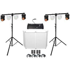 2) Rockville Stands+4) Moving Heads+4) Wash Par Can Lights+DMX Controller+ Facade