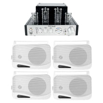 BluTube Tube Amplifier + (4) 4" White Outdoor/Indoor Wall Speakers
