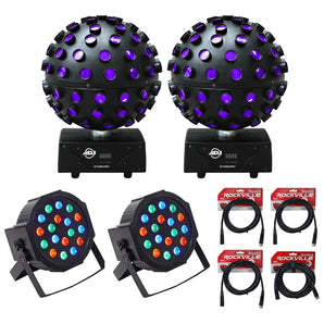 2 American DJ Starburst LED Spheres DJ Lighting Effect+2 Par lights+dmx cables