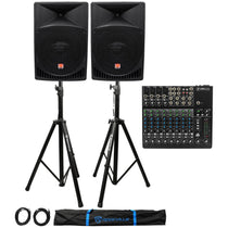 1202VLZ4 Mixer with (2) RPG15 Powered Speakers and Stands