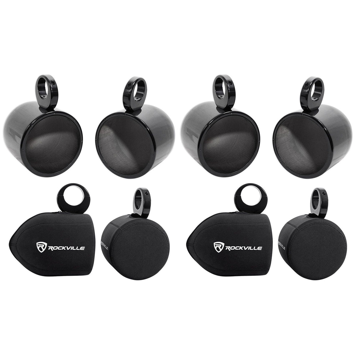 MAC80B 7.7" Black Aluminum Wakeboard Tower Speaker Pods+Covers