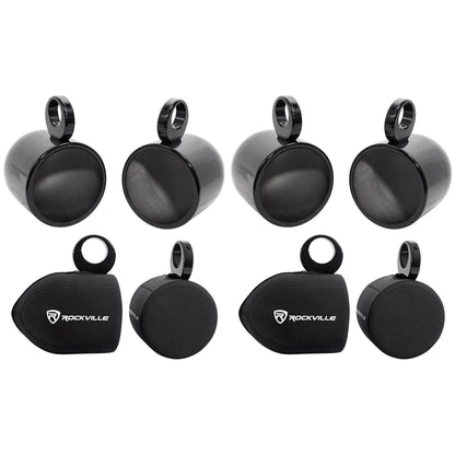 MAC80B 7.7" Black Aluminum Wakeboard Tower Speaker Pods+Covers