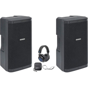 (2) Samson RS110A 10" 300 Watt Powered DJ PA Speakers w/Bluetooth/USB+Headphones