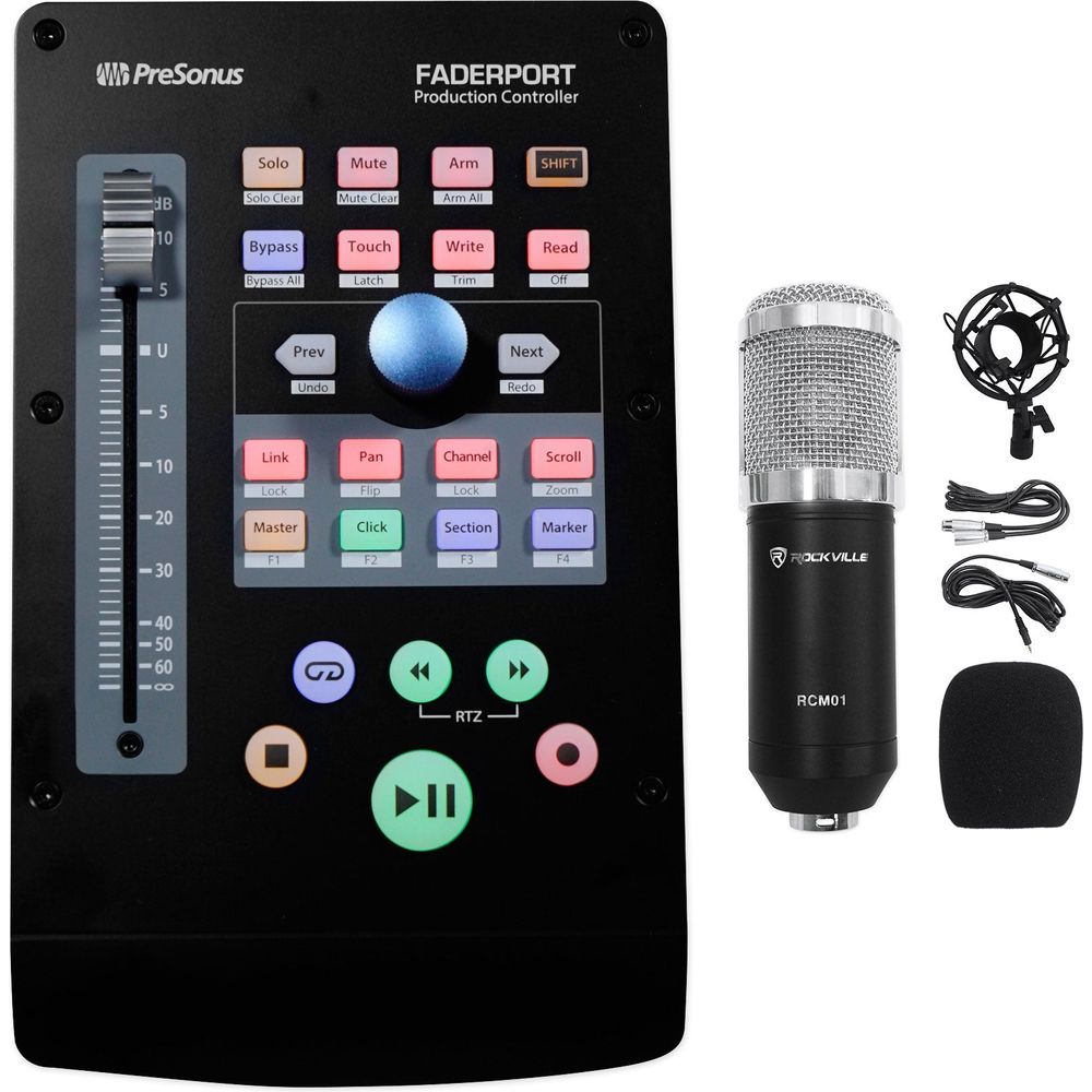 FaderPort V2 DAW Controller with Studio Condenser Microphone
