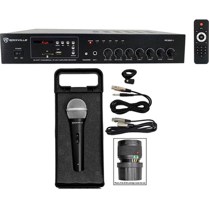 RCS80-1 60W Amplifier + RMC-XLR Wired Microphone Bundle