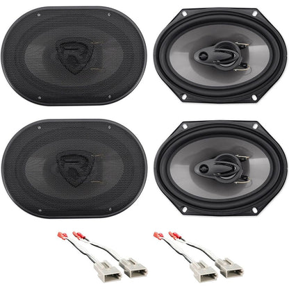 Front+Rear Rockville 6x8" Factory Speaker Replacement Kit For 93-97 Mazda MX6