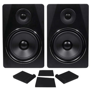 Pair Rockville APM8B 8" 2-Way 500 Watt Powered USB Studio Monitor Speakers+Pads