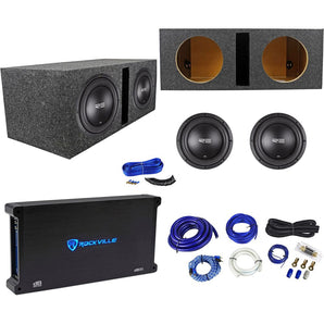 (2) RE Audio SEX10D2 V2 15" 1500W Subwoofer+Vented Box+Mono Amplifier+Amp Kit