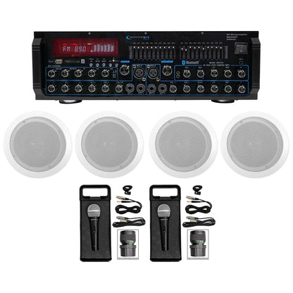 MM2000BT Bluetooth Karaoke Mixer System + (4) 6.5" Ceiling Speakers