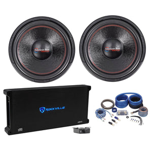 2) American Bass XD-1522 2000w 15" Car Audio Subwoofers+Mono Amplifier+Amp Kit