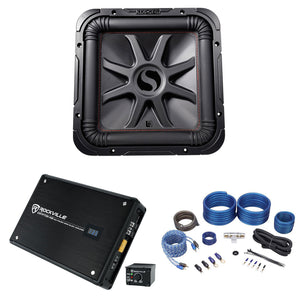 KICKER 45L7R122 12" 1200w L7R Car Subwoofer, Solo-Baric Sub+Mono Amplifier+Wires